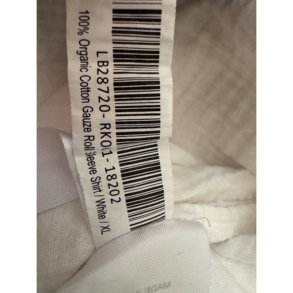 Quince Organic Cotton Gauze Roll Sleeve Shirt White XL LB28720 Henley Top - Picture 5 of 5